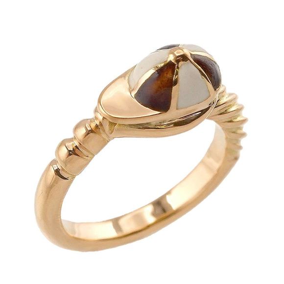 GUCCI No. 12 Ring Enamel K18 YG Yellow Gold 750 - Picture 4 of 8